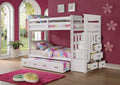 Beds Twin Over Twin Bunk Beds - 97" X 43" X 68" Twin Over Twin White Storage Ladder And Trundle Bunk Bed HomeRoots