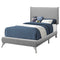 Beds Twin Size Bed - 47.25" Solid Wood, MDF, Foam, and Linen Twin Sized Bed with Chrome Legs HomeRoots