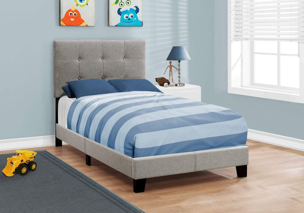 Beds Twin Size Bed Frame - 45.75" Solid Wood, MDF, Foam, and Linen Twin Size Bed HomeRoots