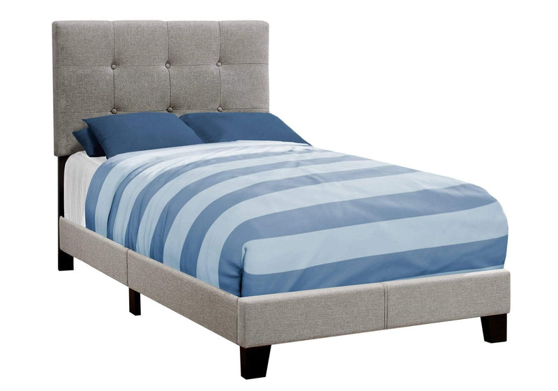 Beds Twin Size Bed Frame - 45.75" Solid Wood, MDF, Foam, and Linen Twin Size Bed HomeRoots