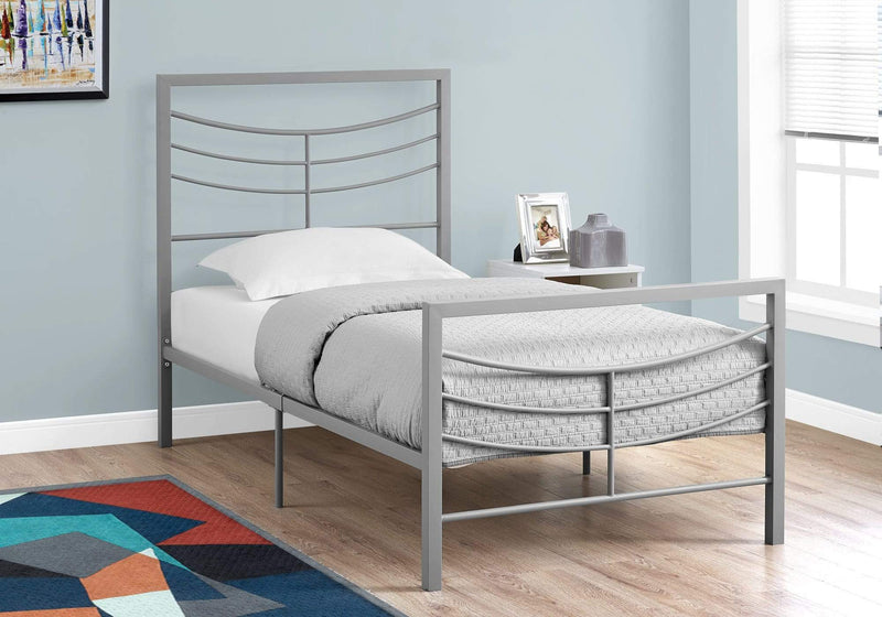 Beds Twin Size Bed Frame - 47.75" Silver Metal Frame Twin Size Bed HomeRoots