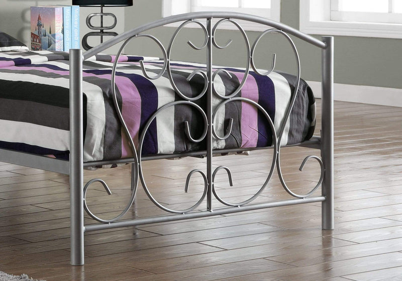 Beds Twin Size Bed Frame - 78" x 41" x 37" Silver, Metal - Twin Size Bed HomeRoots