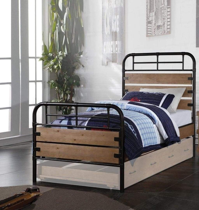 Beds Twin Size Bed Frame - 79" X 41" X 52" Antique Oak Twin Bed HomeRoots