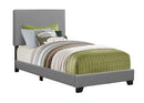 Beds Twin Size Bed Frame - 81" x 43" x 45'.75" Grey, Foam, Solid Wood, Leather-Look - Twin Size Bed HomeRoots