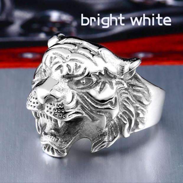 BEIER 316L Stainless Steel Titanium Tiger Head Ring Men Personality Unique Men's Animal Jewelry BR8-307 US size-7-platinum plated-US SIZE-JadeMoghul Inc.