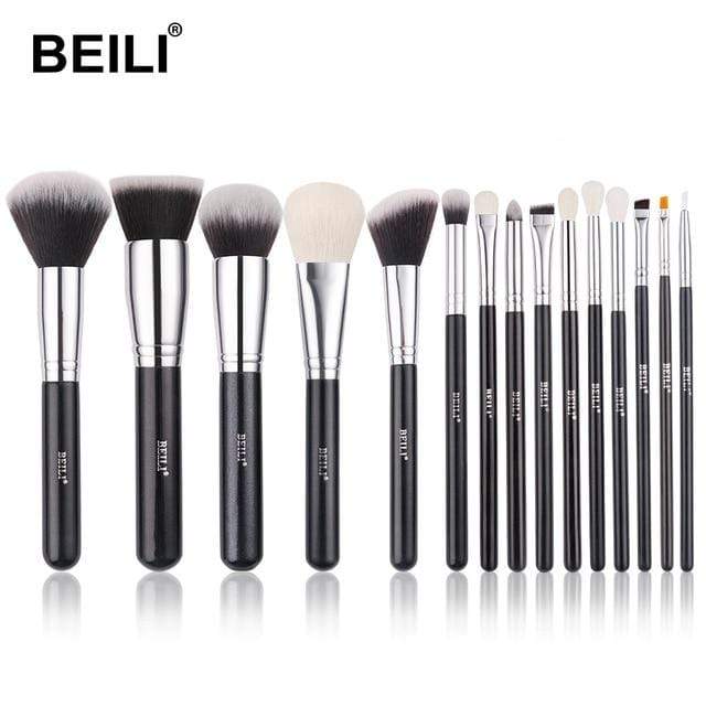 BEILI Black Makeup brushes set Professional Natural goat hair brushes Foundation Powder Contour Eyeshadow make up brushes AExp
