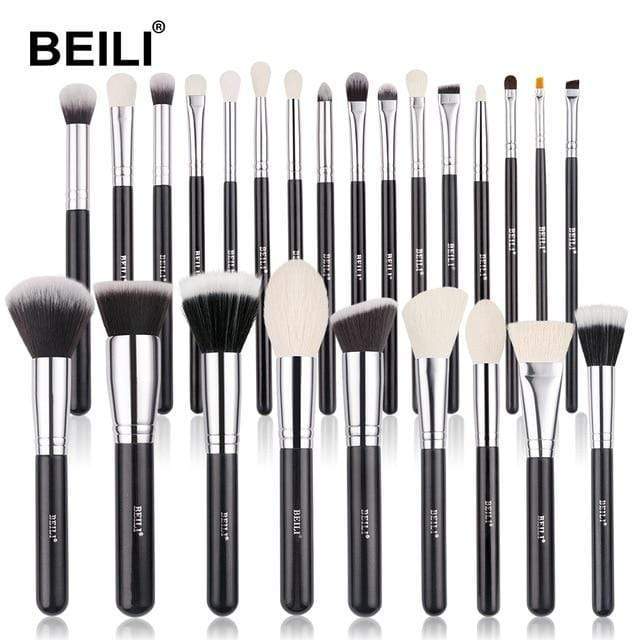 BEILI Black Makeup brushes set Professional Natural goat hair brushes Foundation Powder Contour Eyeshadow make up brushes AExp