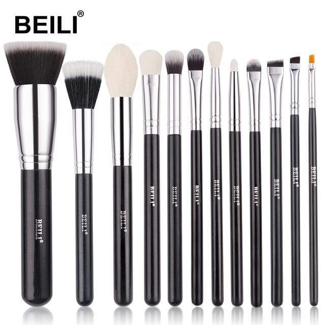 BEILI Black Makeup brushes set Professional Natural goat hair brushes Foundation Powder Contour Eyeshadow make up brushes AExp