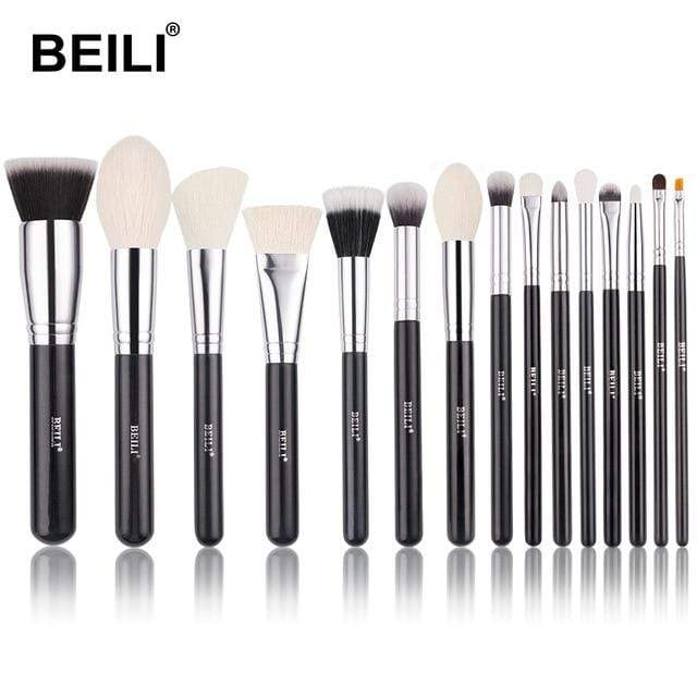 BEILI Black Makeup brushes set Professional Natural goat hair brushes Foundation Powder Contour Eyeshadow make up brushes AExp