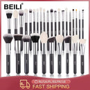 BEILI Black Makeup brushes set Professional Natural goat hair brushes Foundation Powder Contour Eyeshadow make up brushes AExp