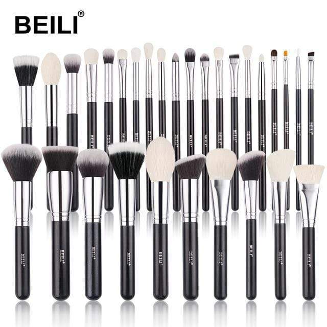 BEILI Black Makeup brushes set Professional Natural goat hair brushes Foundation Powder Contour Eyeshadow make up brushes AExp