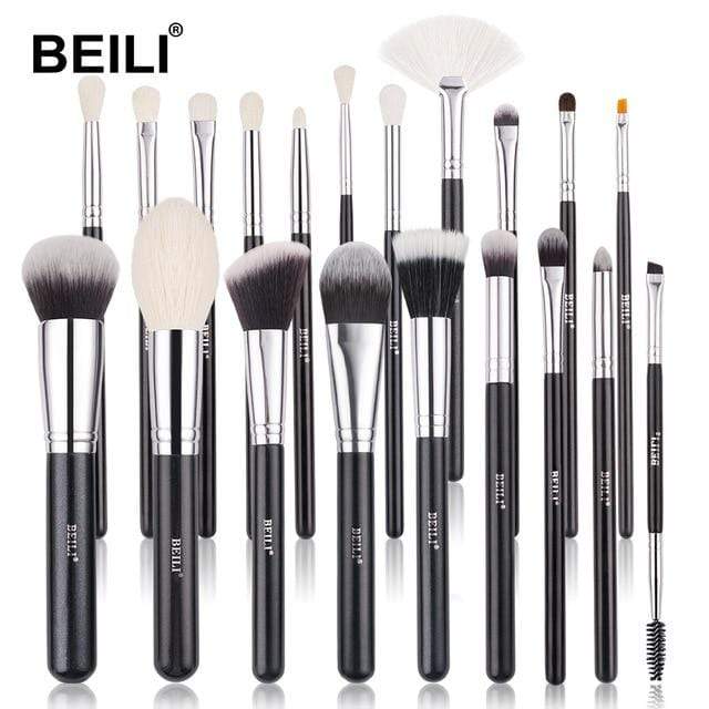 BEILI Black Makeup brushes set Professional Natural goat hair brushes Foundation Powder Contour Eyeshadow make up brushes AExp