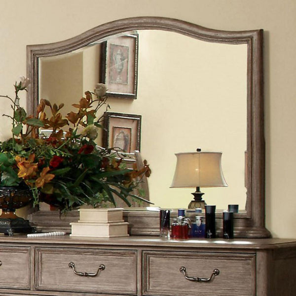 Belgrade I Transitional Style Mirror , Rustic Natural Tone-Makeup Mirrors-Rustic Natural Tone-Wood Glass-JadeMoghul Inc.