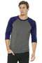 BELLA+CANVAS Unisex 3/4-Sleeve Baseball Tee. BC3200-T-shirts-Grey/ Navy Triblend-S-JadeMoghul Inc.