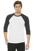 BELLA+CANVAS Unisex 3/4-Sleeve Baseball Tee. BC3200-T-shirts-White/ Asphalt-XS-JadeMoghul Inc.