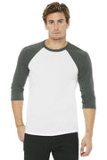 BELLA+CANVAS Unisex 3/4-Sleeve Baseball Tee. BC3200-T-shirts-White/ Deep Heather-S-JadeMoghul Inc.
