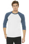 BELLA+CANVAS Unisex 3/4-Sleeve Baseball Tee. BC3200-T-shirts-White/ Denim-L-JadeMoghul Inc.