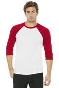 BELLA+CANVAS Unisex 3/4-Sleeve Baseball Tee. BC3200-T-shirts-White/ Red-2XL-JadeMoghul Inc.