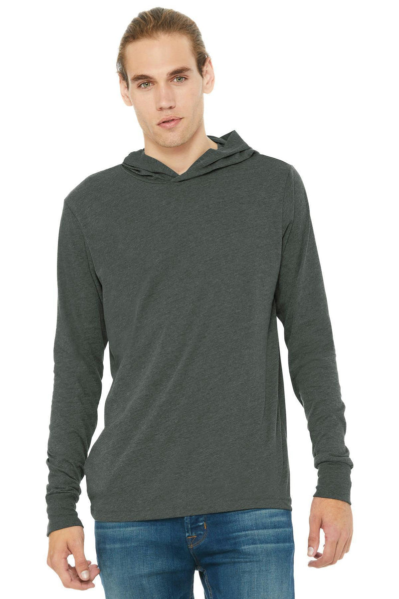 BELLA+CANVAS Unisex Jersey Long Sleeve Hoodie. BC3512-T-shirts-Deep Heather-XL-JadeMoghul Inc.