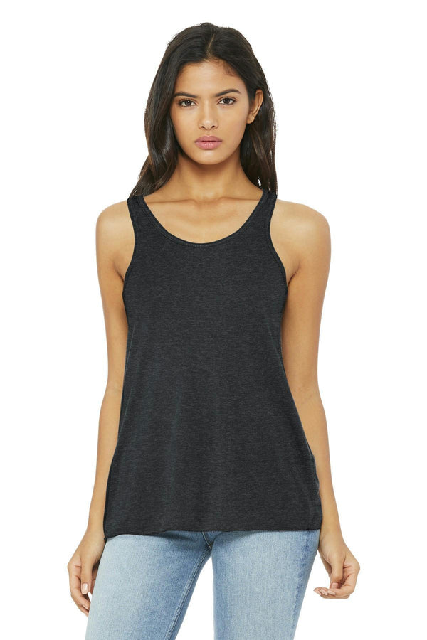 BELLA+CANVAS Women's Flowy Racerback Tank. BC8800-Ladies-Dark Grey Heather-L-JadeMoghul Inc.