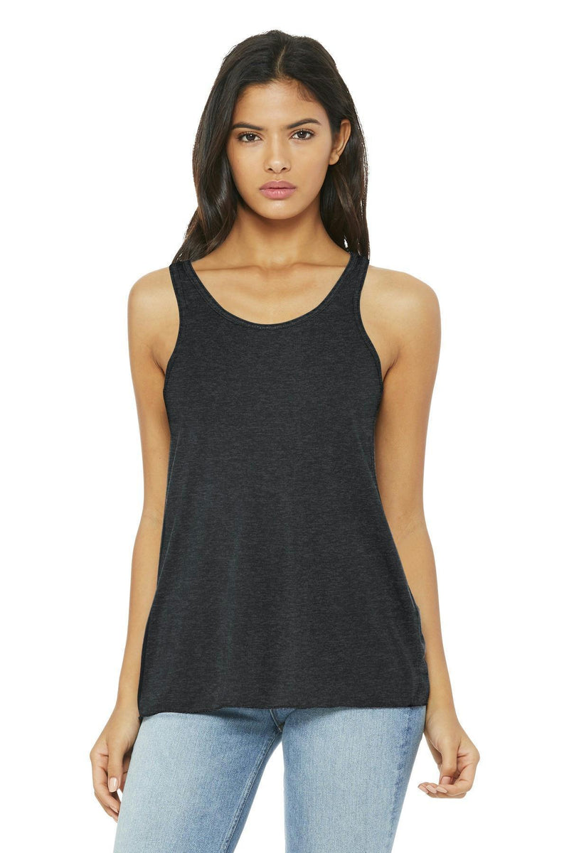 BELLA+CANVAS Women's Flowy Racerback Tank. BC8800-Ladies-Dark Grey Heather-XS-JadeMoghul Inc.