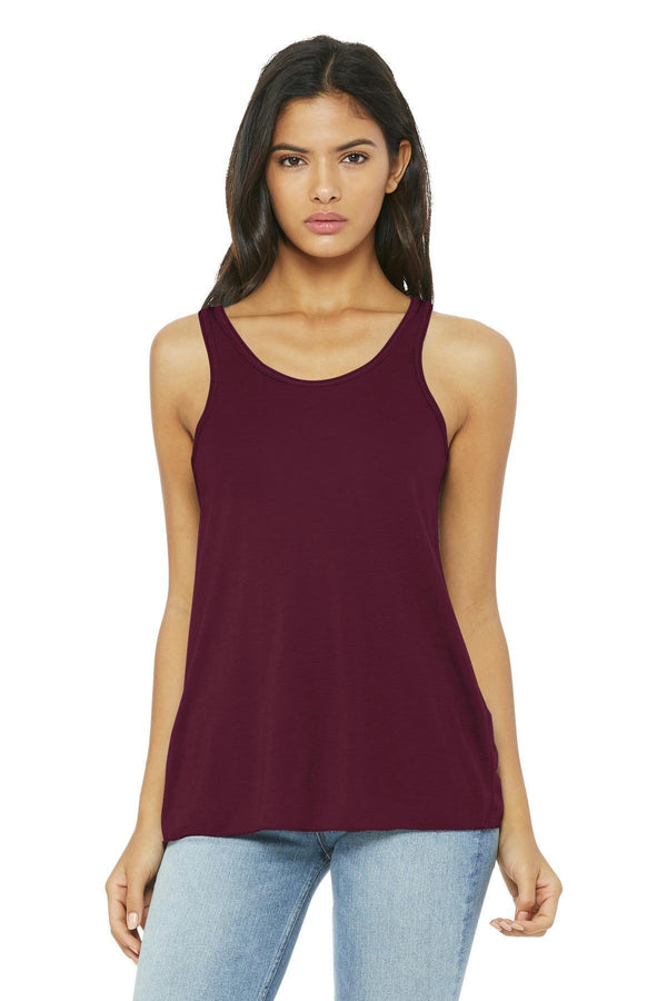 BELLA+CANVAS Women's Flowy Racerback Tank. BC8800-Ladies-Maroon-M-JadeMoghul Inc.