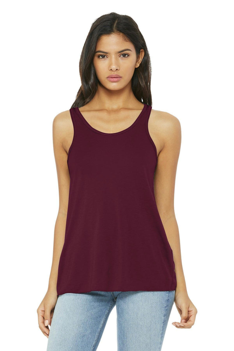 BELLA+CANVAS Women's Flowy Racerback Tank. BC8800-Ladies-Maroon-M-JadeMoghul Inc.