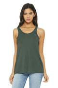 BELLA+CANVAS Women's Flowy Racerback Tank. BC8800-Ladies-Military Green-M-JadeMoghul Inc.