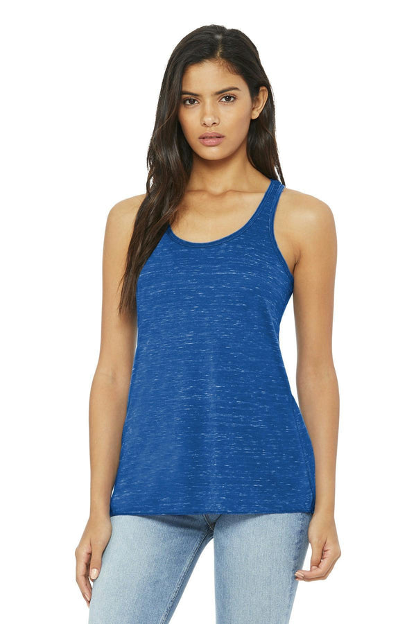 BELLA+CANVAS Women's Flowy Racerback Tank. BC8800-Ladies-True Royal Marble-L-JadeMoghul Inc.