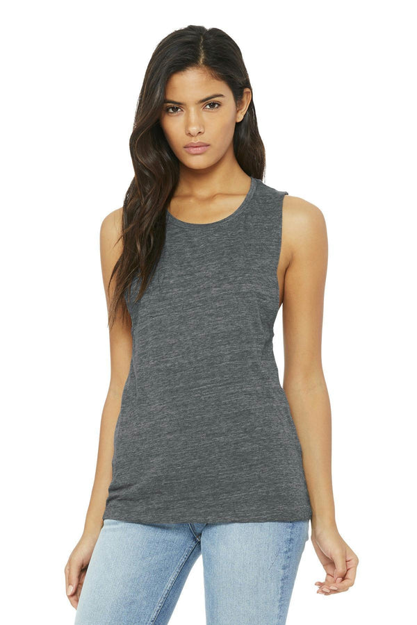 BELLA+CANVAS Women's Flowy Scoop Muscle Tank. BC8803-Ladies-Asphalt Slub-M-JadeMoghul Inc.