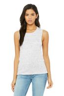 BELLA+CANVAS Women's Flowy Scoop Muscle Tank. BC8803-Ladies-White Marble-S-JadeMoghul Inc.