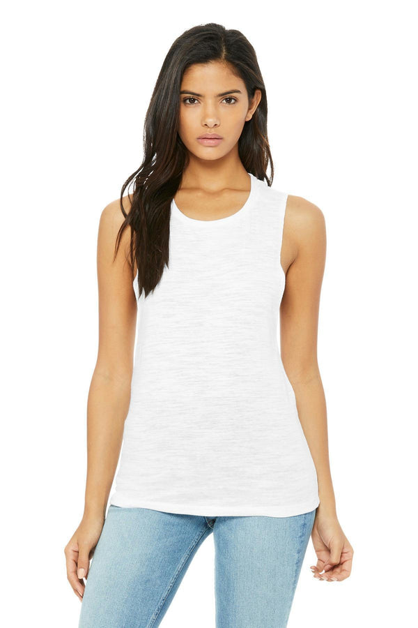 BELLA+CANVAS Women's Flowy Scoop Muscle Tank. BC8803-T-shirts-White Slub-L-JadeMoghul Inc.