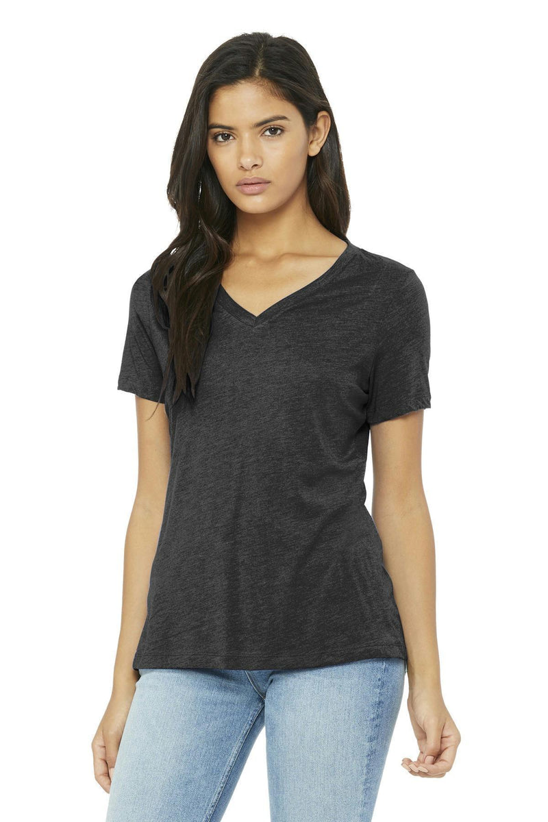 BELLA+CANVAS Women's Relaxed Jersey Short Sleeve V-Neck Tee. BC6405-T-shirts-Charcoal-Black Triblend-2XL-JadeMoghul Inc.