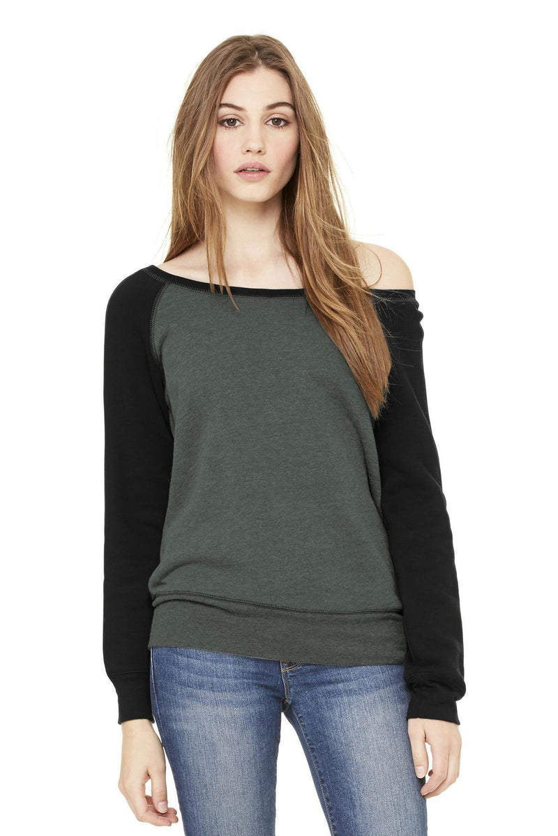 BELLA+CANVAS Women's Sponge Fleece Wide-Neck Sweatshirt. BC7501-Sweatshirts/fleece-Deep Heather/ Black-2XL-JadeMoghul Inc.