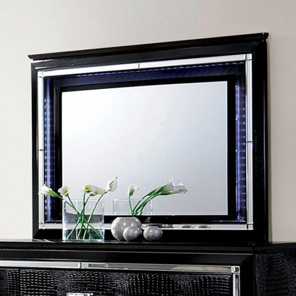 Bellanova Contemporary Style Mirror , Black-Makeup Mirrors-Black-Wood Glass-JadeMoghul Inc.