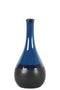 Bellied Stoneware Vase With Black Banded Rim, Small, Glossy Blue-Home Accent-Blue And Black-Stoneware-JadeMoghul Inc.
