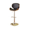 Belo Contemporary Bar Chair With & Bent Wood-Armchairs and Accent Chairs-Dark Oak, Black-Chrome Leatherette Wood Veneer & Others-JadeMoghul Inc.