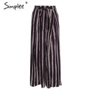 Belted Split Striped Wide Leg Pants-Stripe1-S-JadeMoghul Inc.