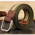 Belts For Men New Striped Adult Casual Men Knitted Cintos Femininos Belt Man Canvas Lengthen Strap Male-green stripe-110cm-JadeMoghul Inc.
