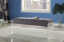 Benches Bedroom Bench - 17" X 46" X 19" Charcoal Clear Acrylic Upholstery Bench HomeRoots