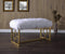 Benches Bedroom Bench - 18" X 38" X 21" White Faux Fur Gold Metal Upholstered (Seat) Bench HomeRoots