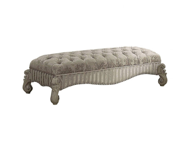 Benches Bedroom Bench - 28" X 65" X 20" Ivory Fabric Bone White Upholstery Poly Resin Bench HomeRoots