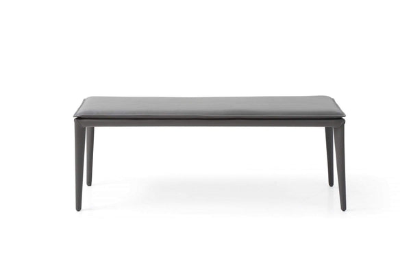 Benches Bedroom Bench - 47" X 16" X 18" Dark Grey Faux Leather Bench HomeRoots