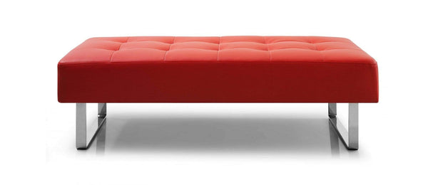 Benches Bedroom Bench - 52" X 24" X 16" Red Faux Leather Bench HomeRoots