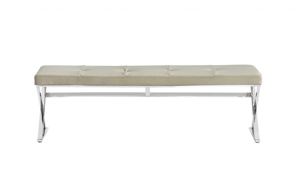 Benches Bedroom Bench - 60" X 17" X 18" Taupe Bench HomeRoots