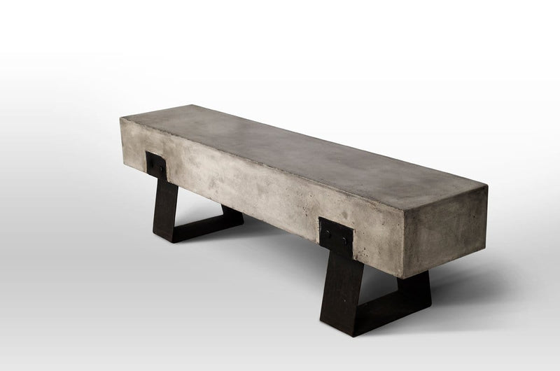 Benches Bench Seat - 18" Concrete and Metal Bench HomeRoots