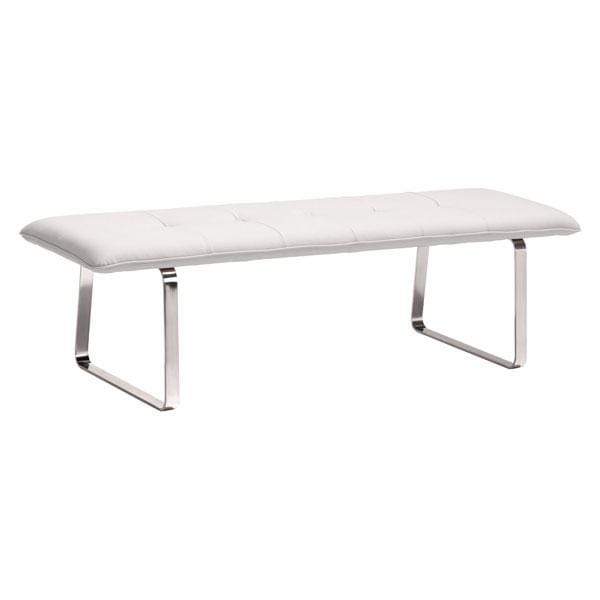 Benches Bench Seat - 61" X 21" X 17.5" White Leatherette Bench HomeRoots