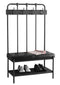 Benches Entryway Bench - 17'.75" x 37'.75" x 60'.5" Charcoal, Metal, Foam, Leather-Look - Hall Entry Bench HomeRoots