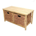Benches Entryway Bench - 31'.5" X 15'.5" X 16'.75" Natural/Brown Bamboo Storage Bench with Baskets HomeRoots