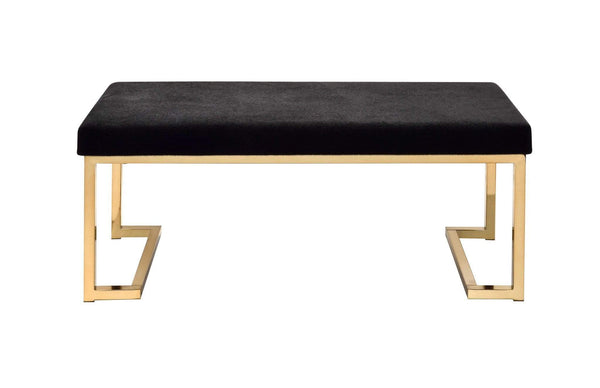 Benches Entryway Bench - 40" X 16" X 18" Black Fabric And Champagne Bench HomeRoots